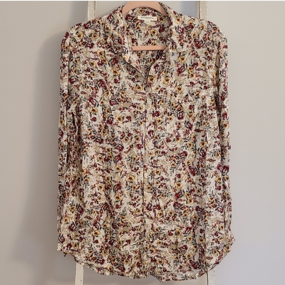 beachlunchlounge Tops - Beachlunchlounge top womens large floral button down long sleeve